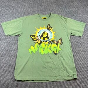 Market Shirt Men's L Smiley Butterfly‎ Magnifying Glass Graphic Green